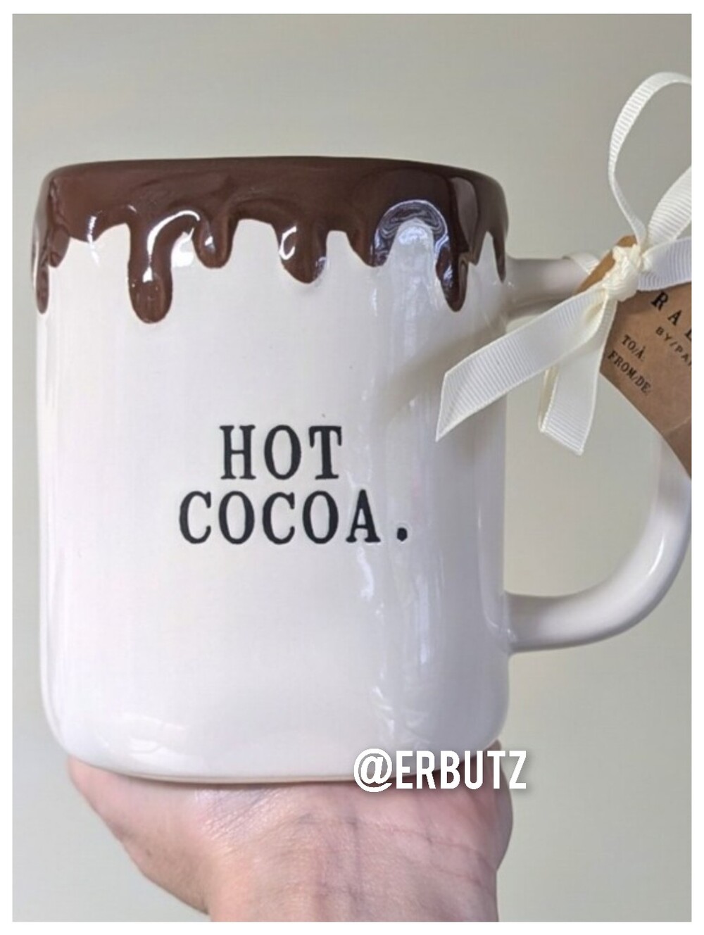 Rae Dunn HOT COCOA Mug with Embossed Chocolate Drip Design 🍫🤎